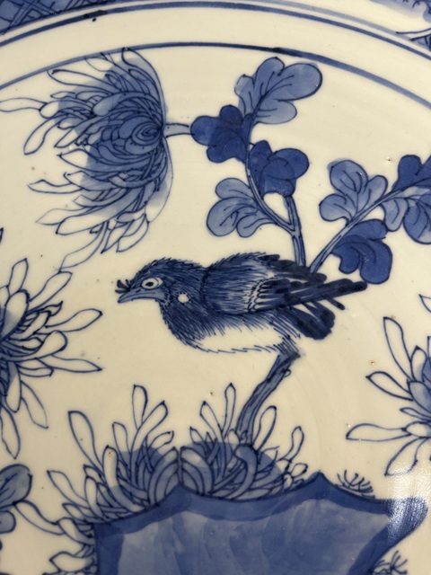 古玩陶瓷青花花鳥盤真品鑒賞圖
