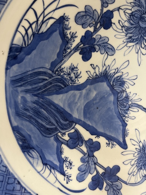 古玩陶瓷青花花鳥盤真品鑒賞圖