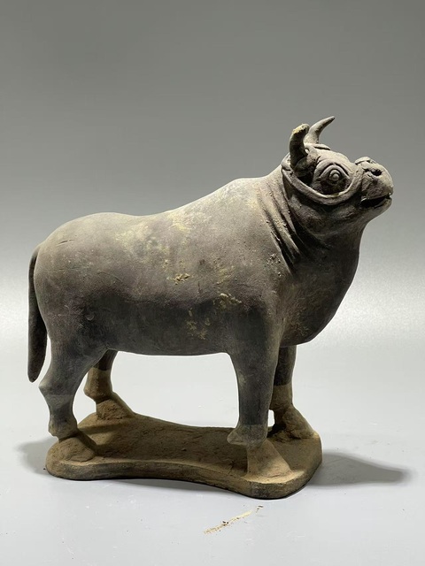 古玩陶瓷元·黑陶牛真品鑒賞圖