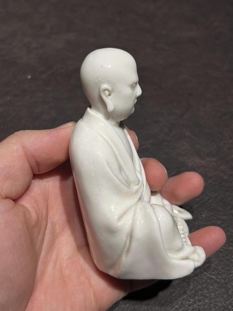 古玩陶瓷清晚民國時期白釉達摩像真品鑒賞圖