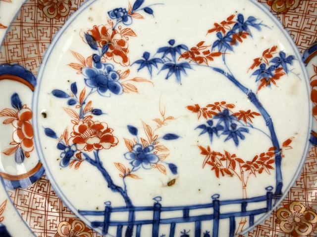 古玩陶瓷清康熙·青花加彩松竹梅盤真品鑒賞圖