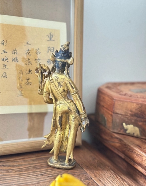 古玩銅器銅鎏金度母真品鑒賞圖