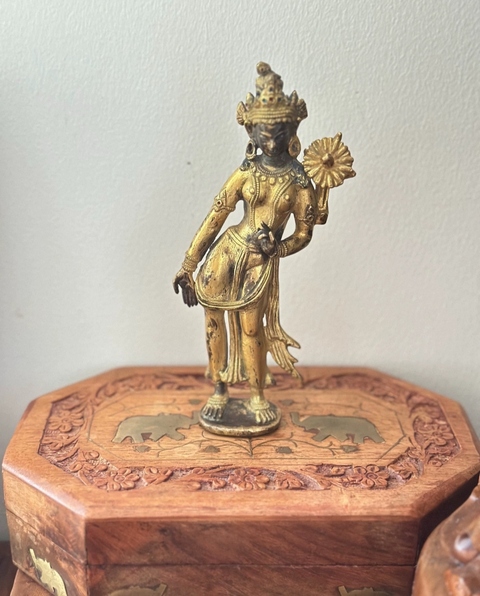 古玩銅器銅鎏金度母真品鑒賞圖