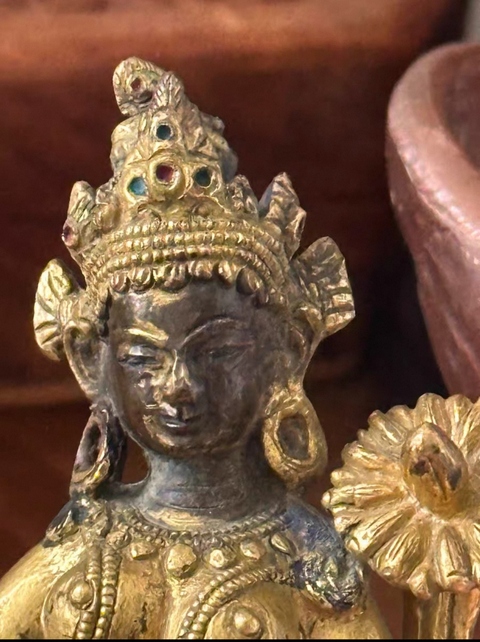 古玩銅器銅鎏金度母真品鑒賞圖