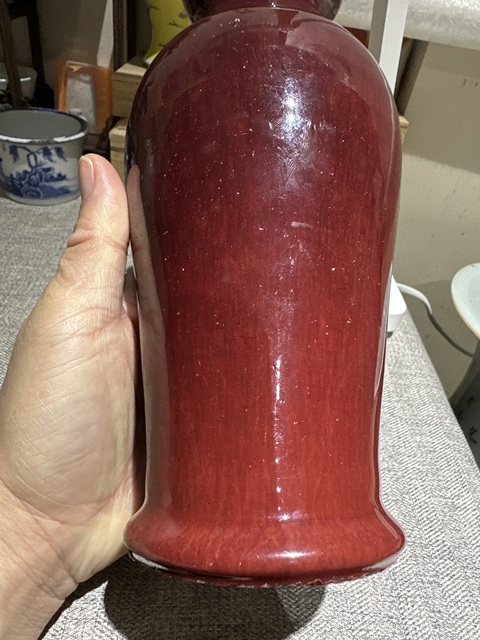 古玩陶瓷窯變紅釉瓶真品鑒賞圖