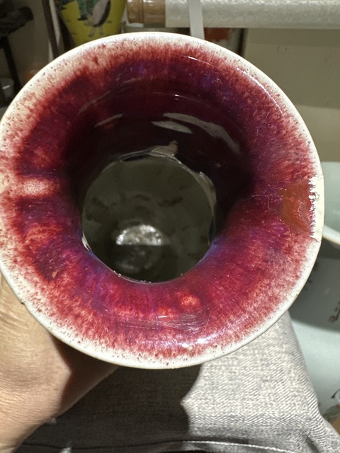 古玩陶瓷窯變紅釉瓶真品鑒賞圖