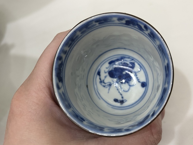 古玩陶瓷青花一鷺蓮科玲瓏瓷杯拍賣，當前價格1180元