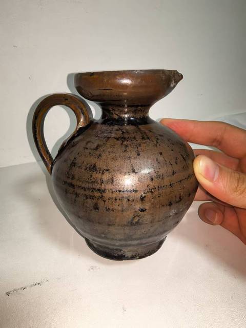 古玩陶瓷窯變黑釉花澆拍賣，當前價格5500元