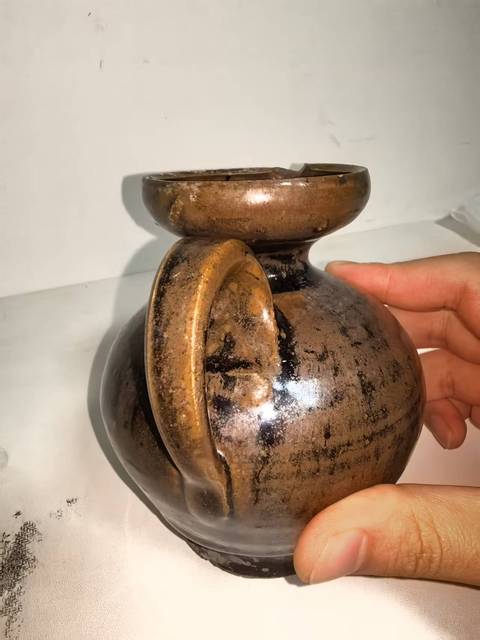 古玩陶瓷窯變黑釉花澆拍賣，當前價格5500元