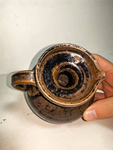 古玩陶瓷窯變黑釉花澆拍賣，當前價格5500元