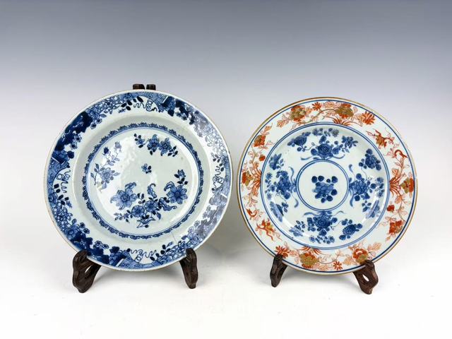 古玩陶瓷清康熙·青花加彩青花花卉盤（兩件）拍賣，當前價格88元