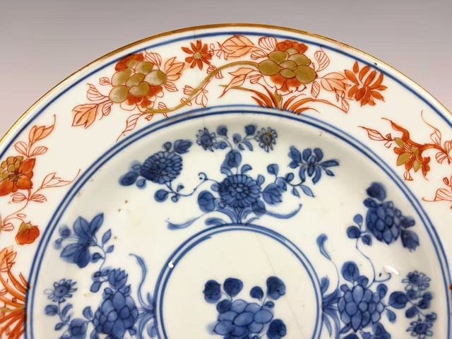 古玩陶瓷清康熙·青花加彩青花花卉盤（兩件）拍賣，當前價格88元