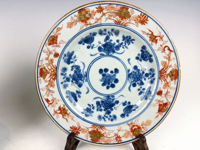 古玩陶瓷清康熙·青花加彩青花花卉盤（兩件）拍賣，當前價格88元