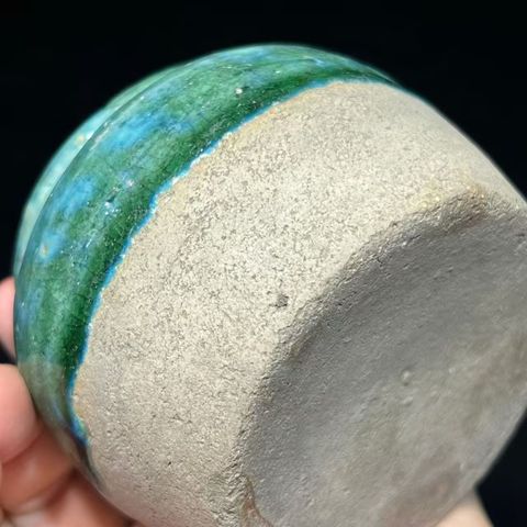 古玩陶瓷清末民國孔雀藍釉罐真品鑒賞圖