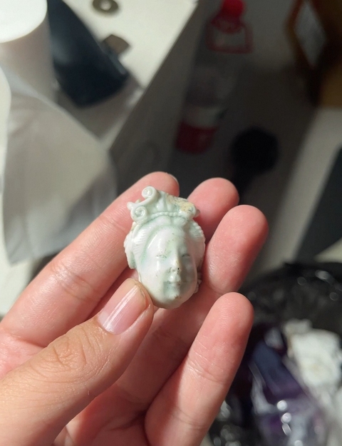 古玩陶瓷湖田窯青白釉菩薩頭像真品鑒賞圖