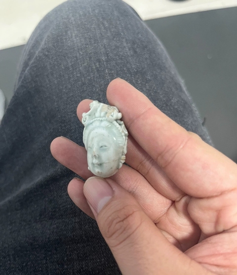 古玩陶瓷湖田窯青白釉菩薩頭像真品鑒賞圖