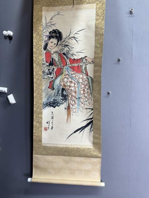 古玩字畫劉繼卣款人物真品鑒賞圖