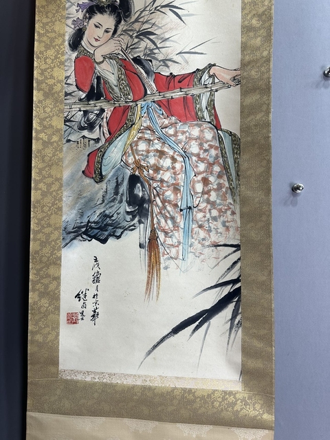 古玩字畫劉繼卣款人物真品鑒賞圖