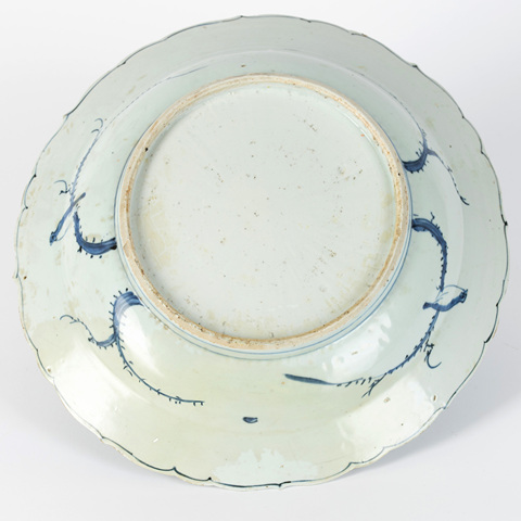 古玩陶瓷青花獅子紋花口盤真品鑒賞圖