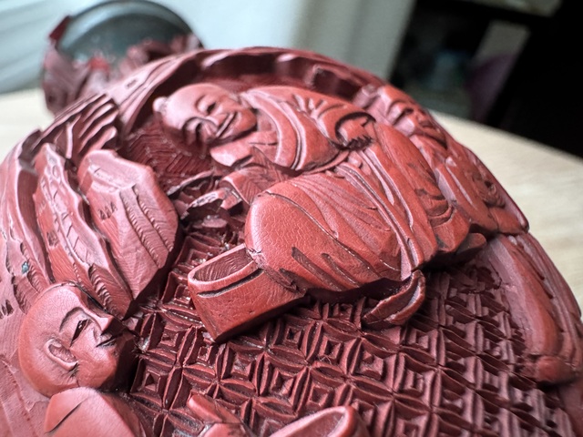 古玩雜項剔紅觀音瓶真品鑒賞圖