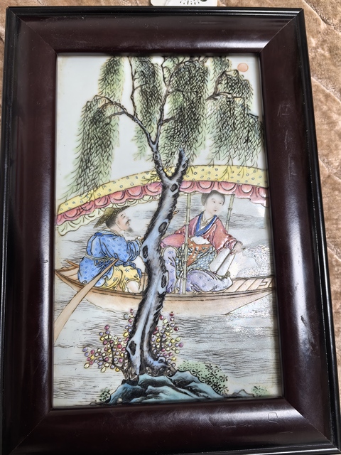 古玩陶瓷粉彩人物故事瓷板真品鑒賞圖