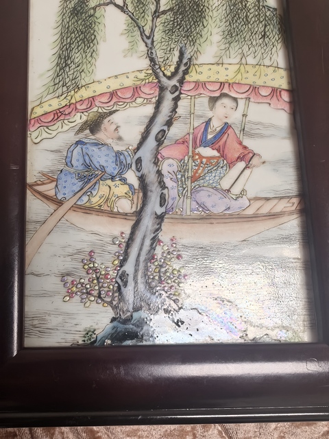 古玩陶瓷粉彩人物故事瓷板真品鑒賞圖