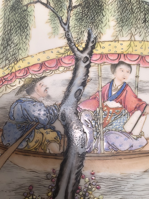 古玩陶瓷粉彩人物故事瓷板真品鑒賞圖