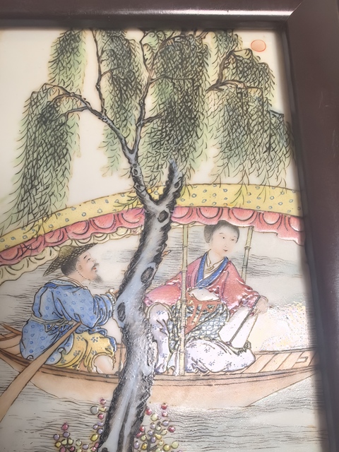 古玩陶瓷粉彩人物故事瓷板真品鑒賞圖