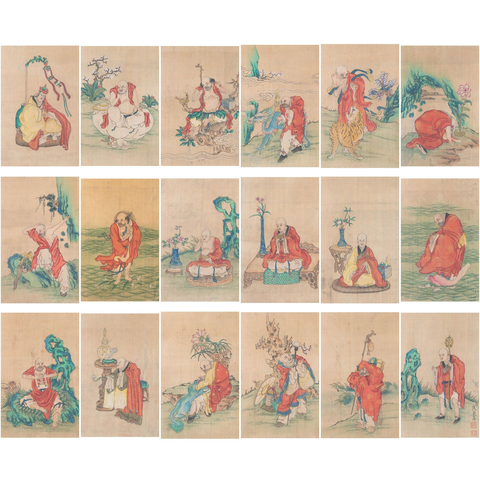 古玩字畫十八羅漢圖冊頁真品鑒賞圖