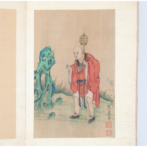 古玩字畫十八羅漢圖冊頁真品鑒賞圖