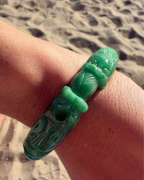 古玩玉器“染色”非天然翡翠手鐲真品鑒賞圖