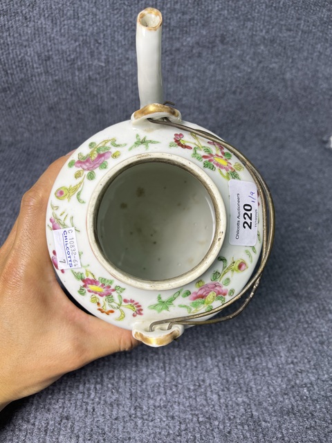 古玩陶瓷廣彩花鳥紋大號提梁壺拍賣，當前價格888元