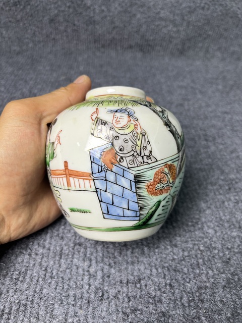 古玩陶瓷五彩西廂記人物故事紋罐拍賣，當前價格1088元