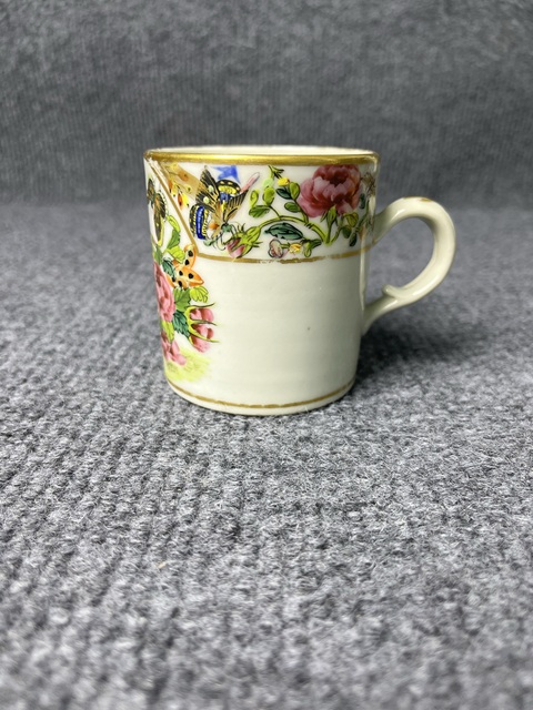 古玩陶瓷廣彩庭院花鳥紋把杯拍賣，當前價格1288元