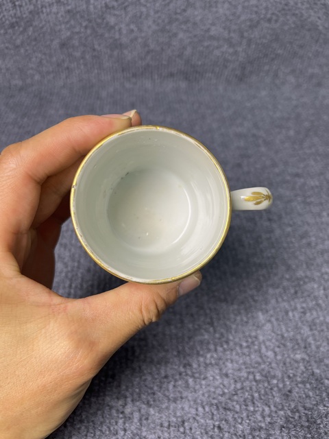 古玩陶瓷廣彩庭院花鳥紋把杯拍賣，當前價格1288元