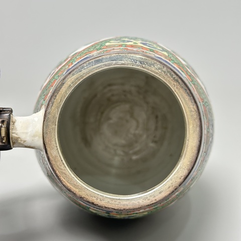 古玩陶瓷花鳥紋五彩執壺真品鑒賞圖