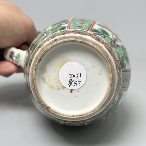 古玩陶瓷花鳥紋五彩執壺真品鑒賞圖