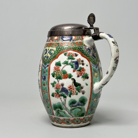 古玩陶瓷花鳥紋五彩執壺真品鑒賞圖