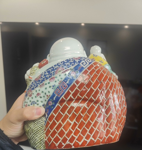 古玩陶瓷民國 粉彩五子登科彌勒佛擺件真品鑒賞圖