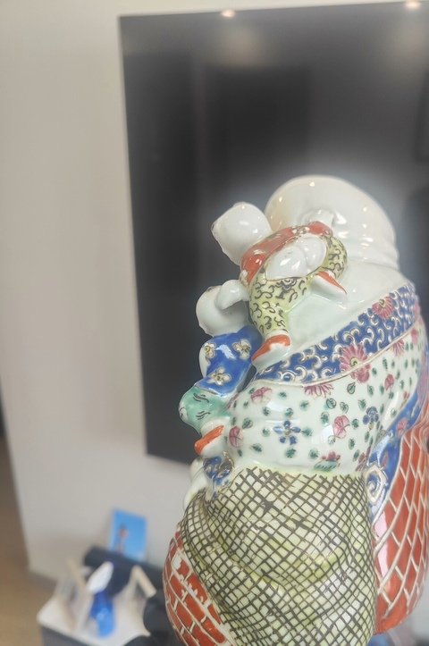 古玩陶瓷民國 粉彩五子登科彌勒佛擺件真品鑒賞圖