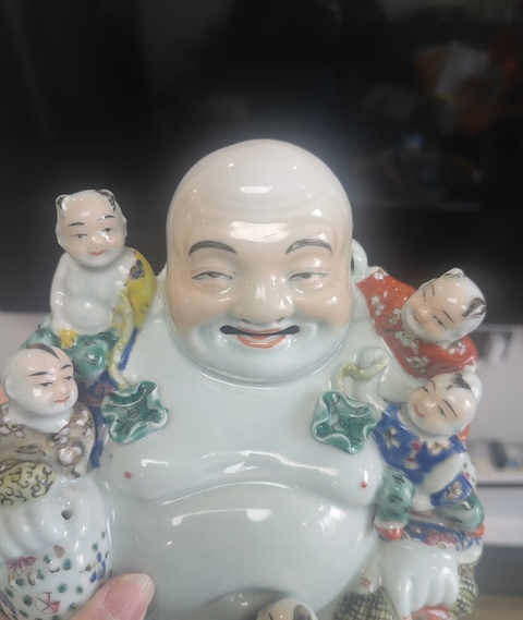 古玩陶瓷民國 粉彩五子登科彌勒佛擺件真品鑒賞圖