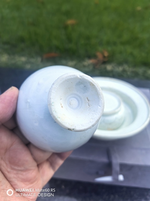 古玩陶瓷湖田窯青白釉杯和托真品鑒賞圖