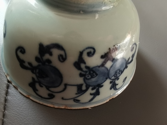 古玩陶瓷明代青花石榴碗真品鑒賞圖