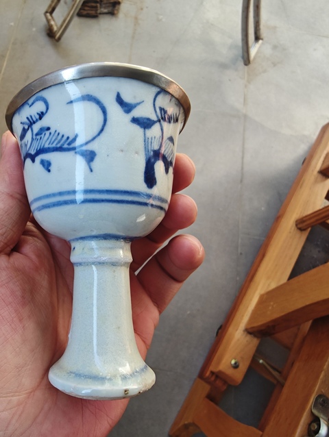 古玩陶瓷青花喜鵲登梅紋高足杯拍賣，當(dāng)前價(jià)格5500元