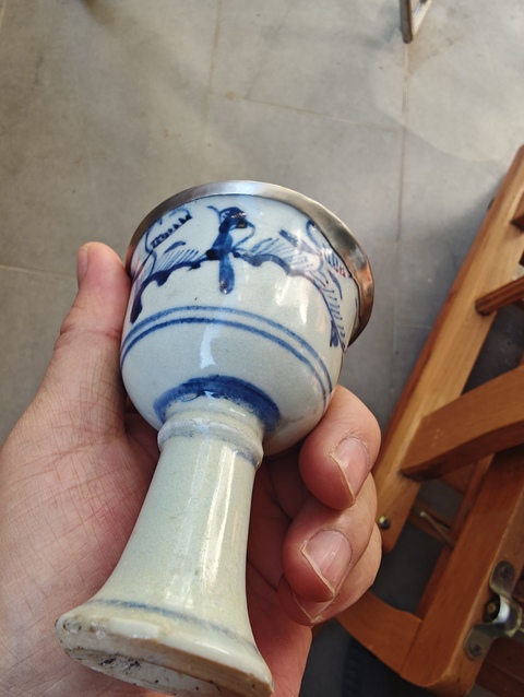 古玩陶瓷青花喜鵲登梅紋高足杯拍賣，當(dāng)前價(jià)格5500元