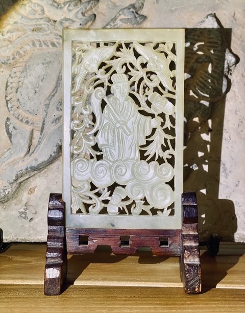 古玩玉器岫巖玉硯屏真品鑒賞圖