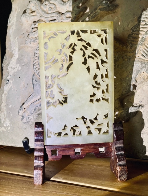 古玩玉器岫巖玉硯屏真品鑒賞圖