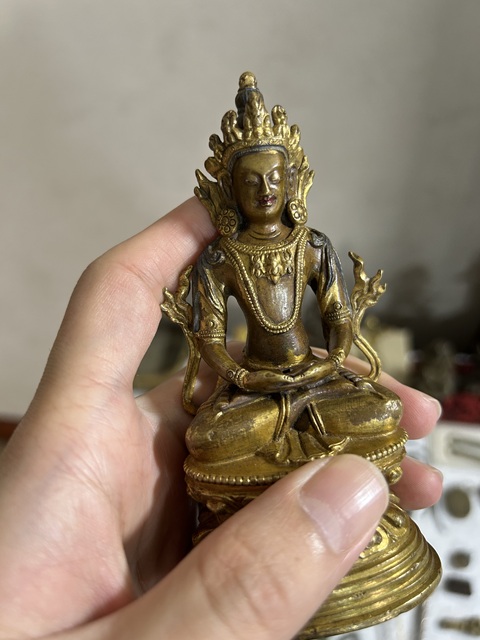 古玩銅器銅鎏金無量壽真品鑒賞圖