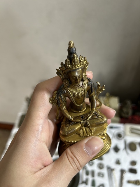 古玩銅器銅鎏金無量壽真品鑒賞圖