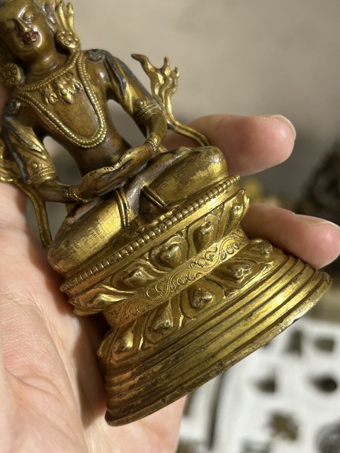 古玩銅器銅鎏金無量壽真品鑒賞圖